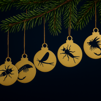 Adventskugeln im Fliegen-Design – 5er-Set